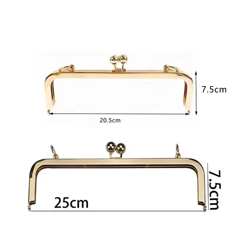 MZ Hardware Hand Bags Metal Purse Frame Square Buckle Handle Kiss Clasp Purse Frame Metal Purse Frame Clutch Bag
