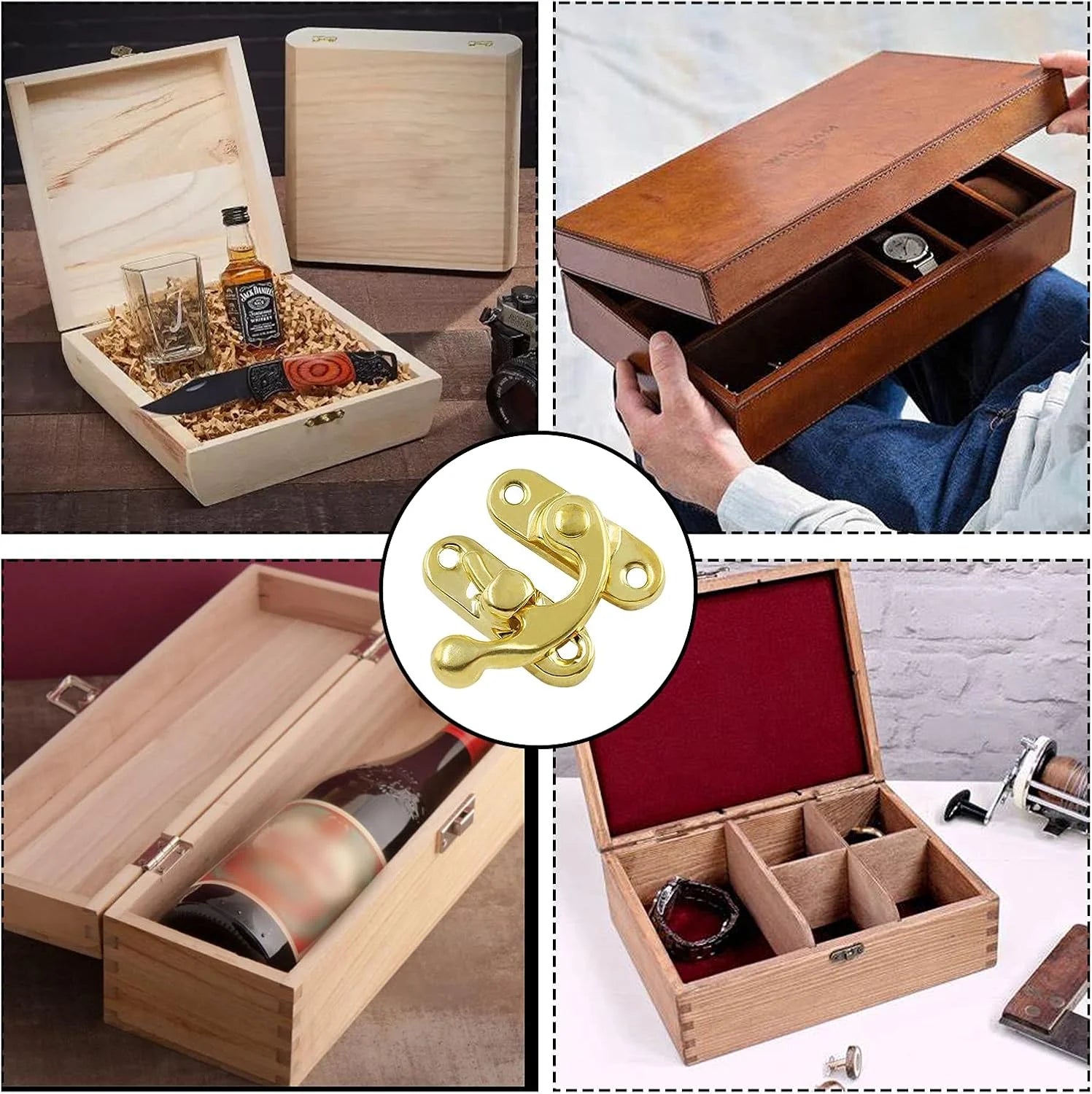 Custom Swing Bag Clasp Lock Chest Suitcase Popular Zinc Alloy Flip Latch Closure Wood Brass Plate Corner Latch Purse Box