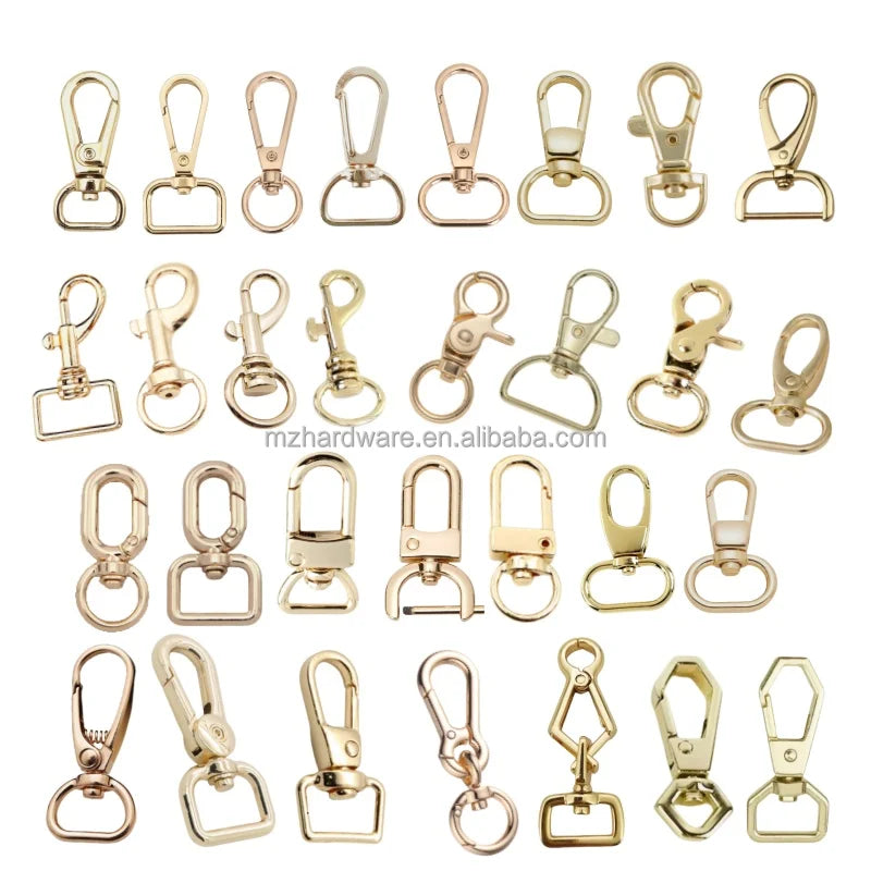 MZ Professional Classic Custom Logo Carabiners High Quality Zinc Alloy Swivel Metal Snap Hooks for Handbags Rotating Clasp Clip