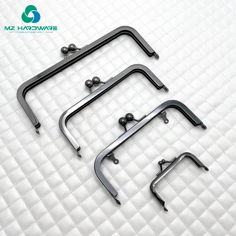 MZ Customization Iron Rectangle Glue Purse Pouch Bag Clutch Frame Kiss Clasp Lock for Purse Bag Making Replacement Purse Frame