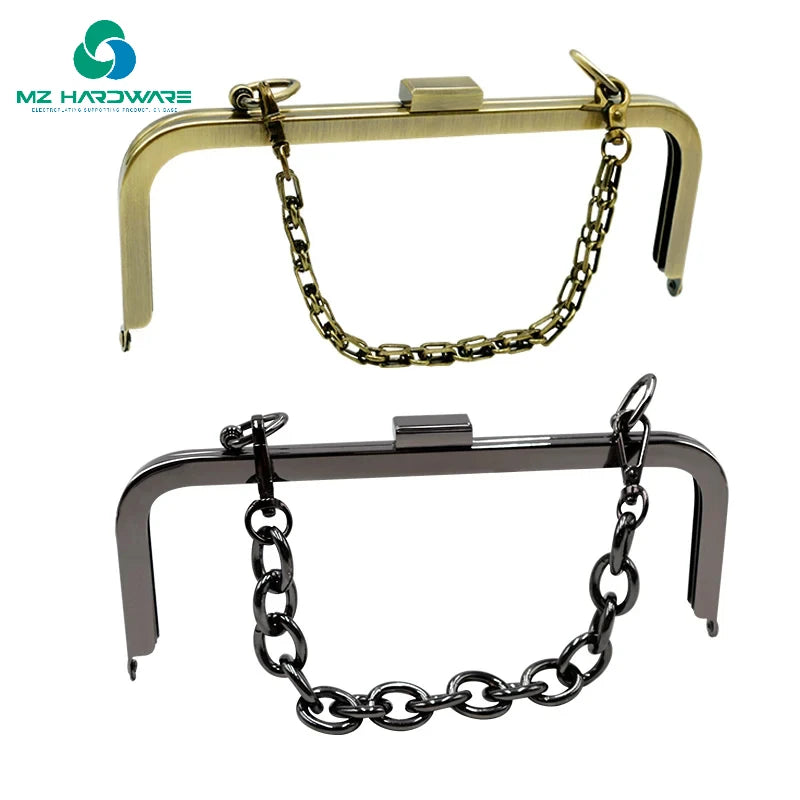 20.5cm Metal Purse Frame Women Handle Clutch Bag Accessories DIY  Copper Black Light Gold HandBag Kiss Clasp Lock Hardware