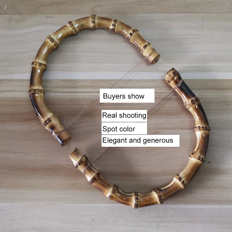 Factory Wholesale  Natural Real Half Round U Shape 10cm 12cm 14cmGold Large Bamboo Style Top Handle Purse for Bags Accessories