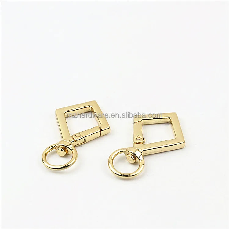 MZ High Quality Zinc Alloy Square Shape Metal Key Ring Spring Gate for Handbag Accessories