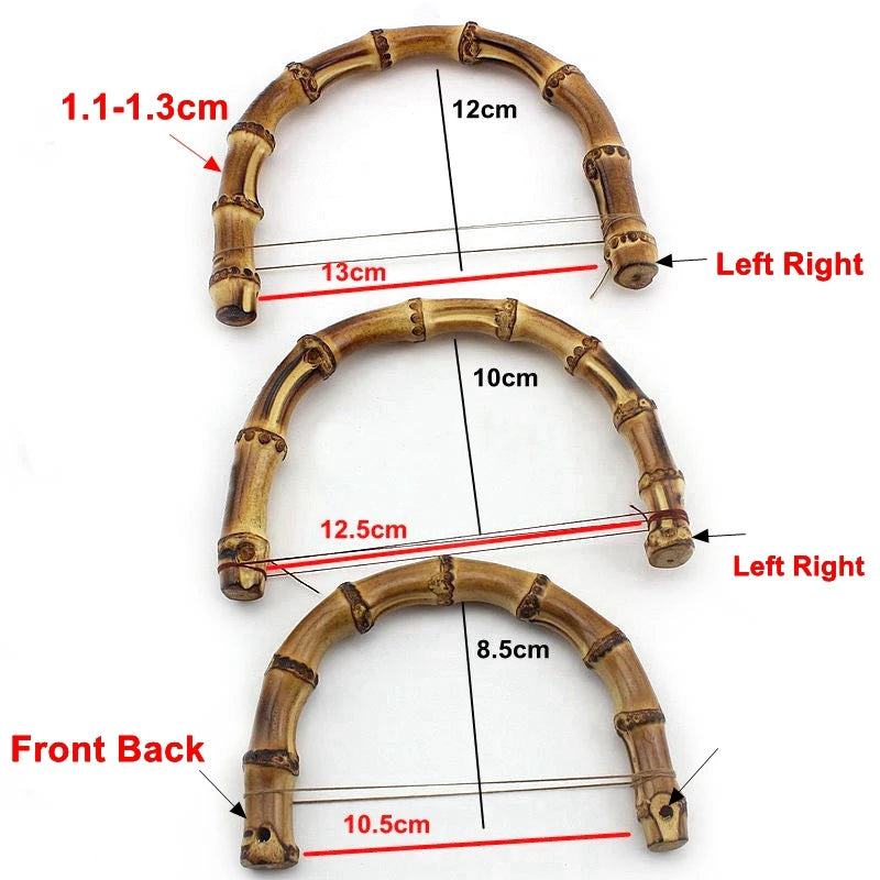 Factory Wholesale  Natural Real Half Round U Shape 10cm 12cm 14cmGold Large Bamboo Style Top Handle Purse for Bags Accessories