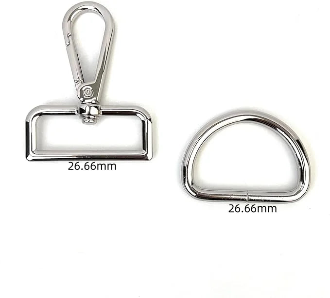 MZ Hardware High Quality Hook Eco-friendly Swivel Hook With D Rings  for Sewing, DIY Craft, Handbag, Purses (Silver)