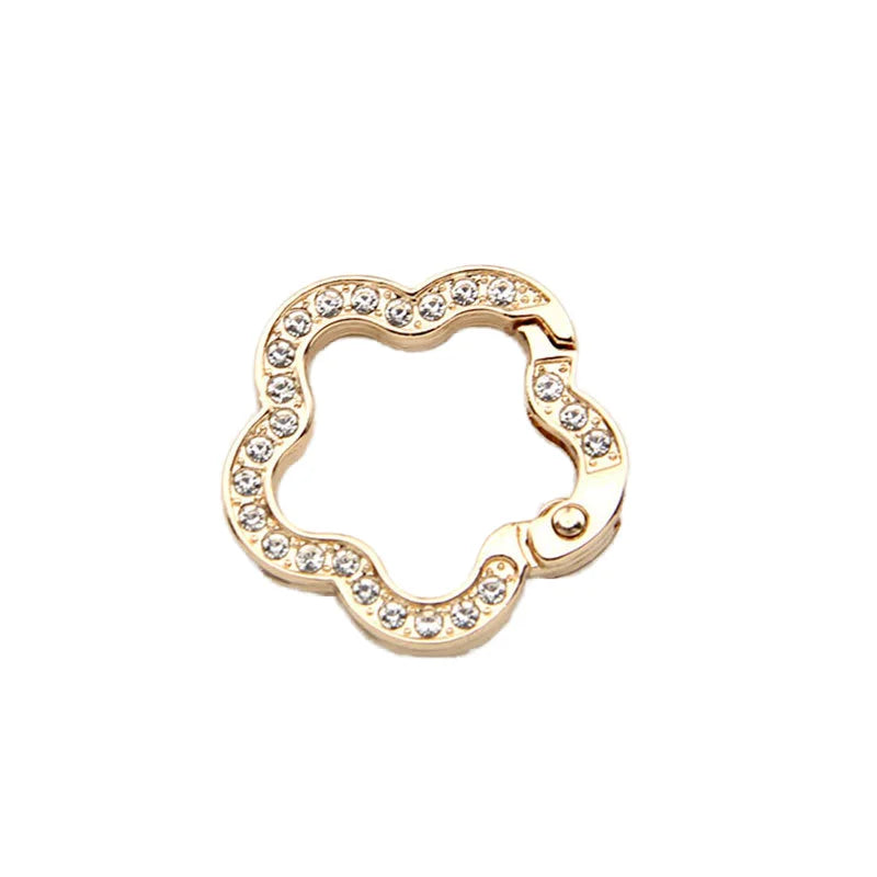 Custom Diamond Spring Ring with Diamond Zinc Alloy Open Ring Metal Car Keychain DIY Parts Accessories Wholesale