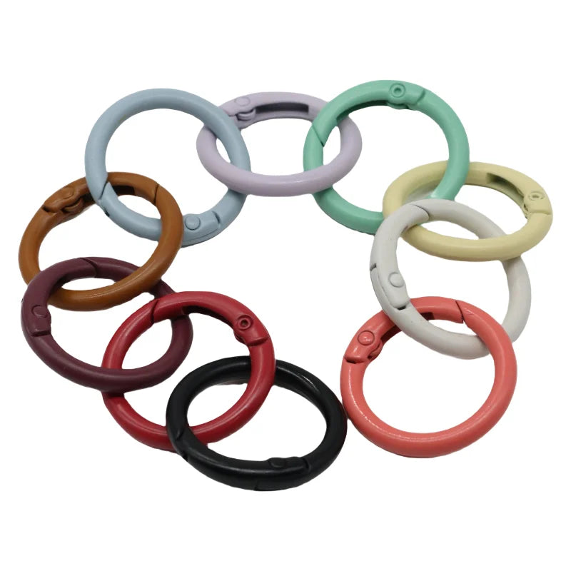 MZ DIY Luxury Jewelry Accessories Keychain Metal Paint Opening Ring Spring Buckle Colorful Spring Pendant for Luggage/Car/Key