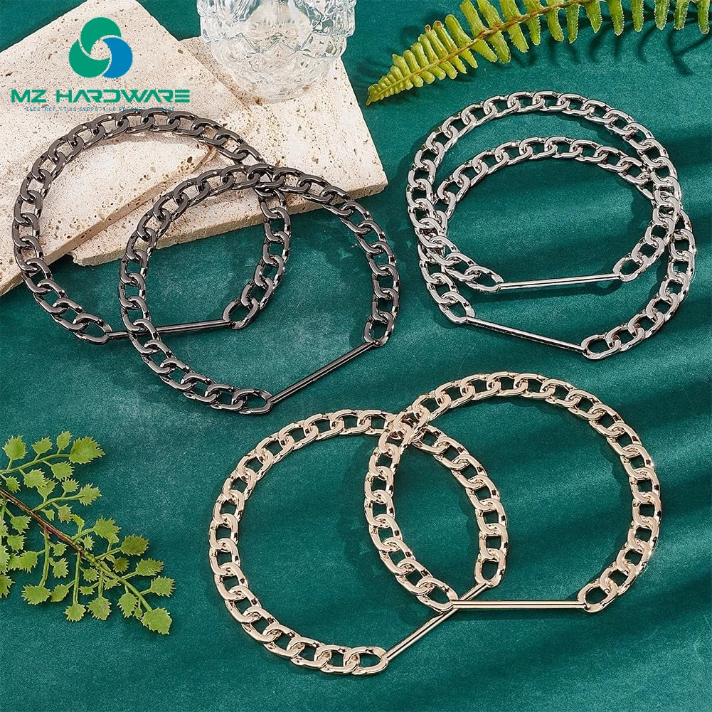 MZhardware Wholesale Metal Hand-held Semi-circular Hand-held Zinc Alloy Chain Handle DIY Handmade Beach Bag