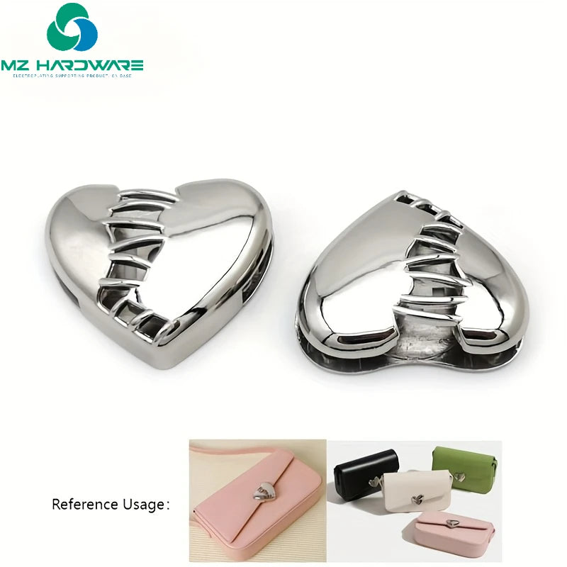 MZhardware Magnetic Peach Heart Decorative Buckle Hollow Heart DIY Bag Hardware Lock Button Love Split Love Buckle Magnetic