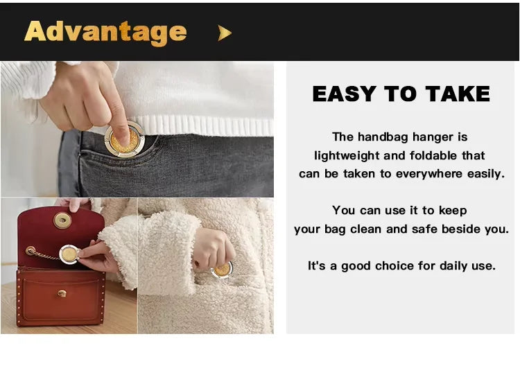 High Quality Crystal Folding Bag Purse Handbag Hook in Stock Bag Hanger Table Hook