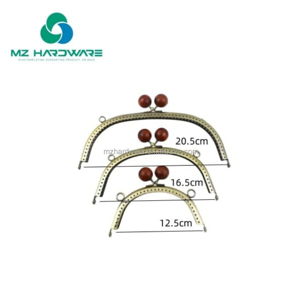 MZhardware 24.5cm Bag Handle Metal Hardware Accessories Retro Bag Handles Wooden Kiss Clasp Lock Frame Purse Clutch Frame