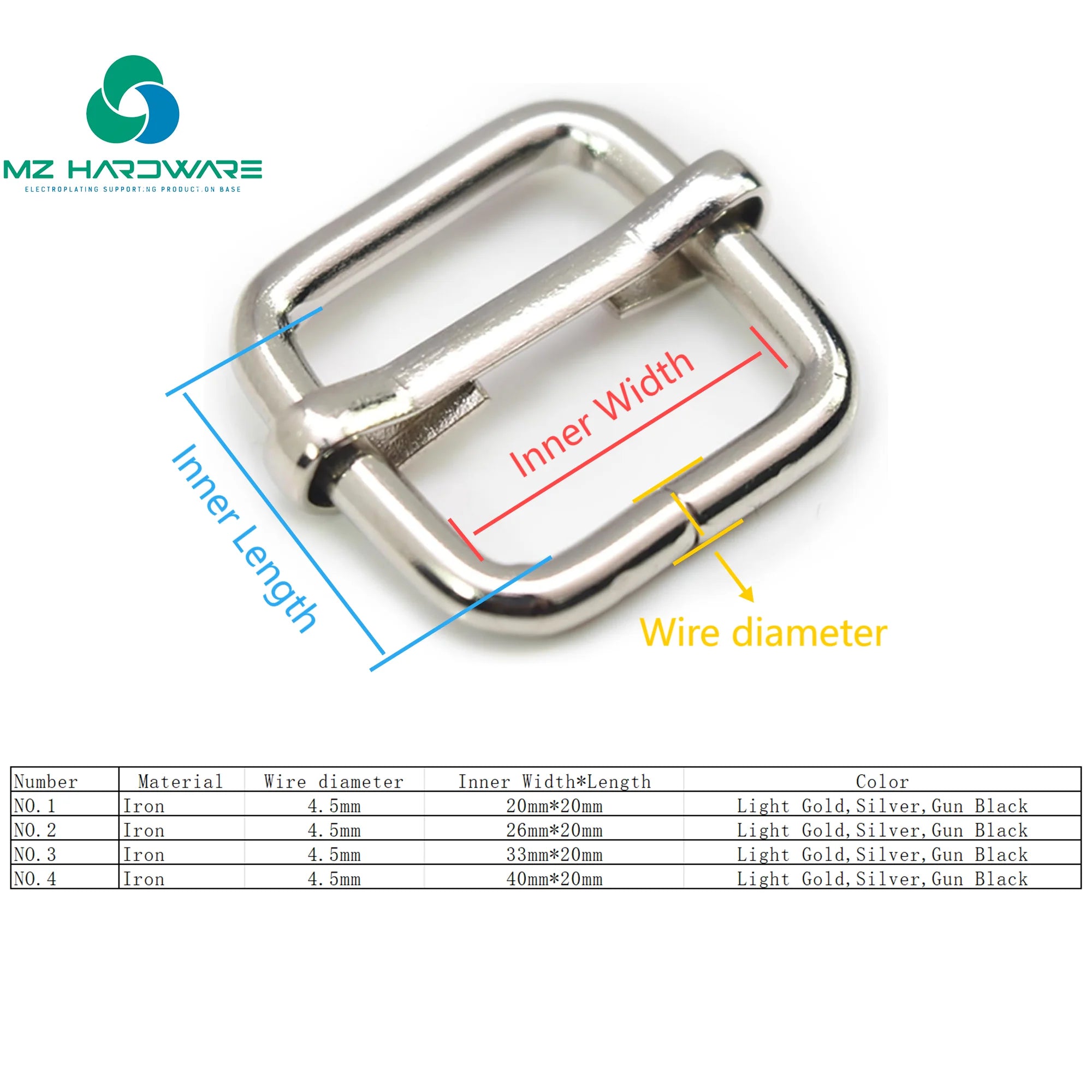 MZ Hardware 120 Pcs Metal Adjustor 40 Pcs Per Color Durable Stylish Accessory for Bag Belt DIY Making Multicolor High Quality