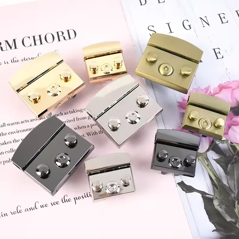 Metal Handbag Lock Security Rectangular Bag Lock Hasp and Staple Twist Turn Lock Handbag Hardware Accessories