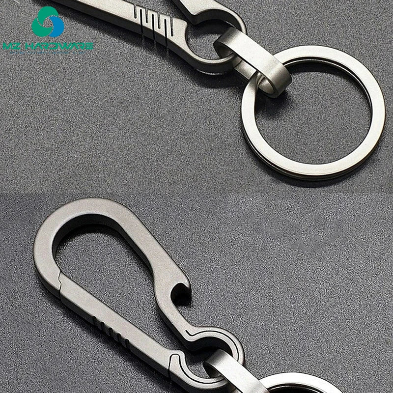 MZ Titanium Small Carabiner Keychain Quick Release Key Holder with Bottle Opener Anti-Lost DIY Bag Accessory