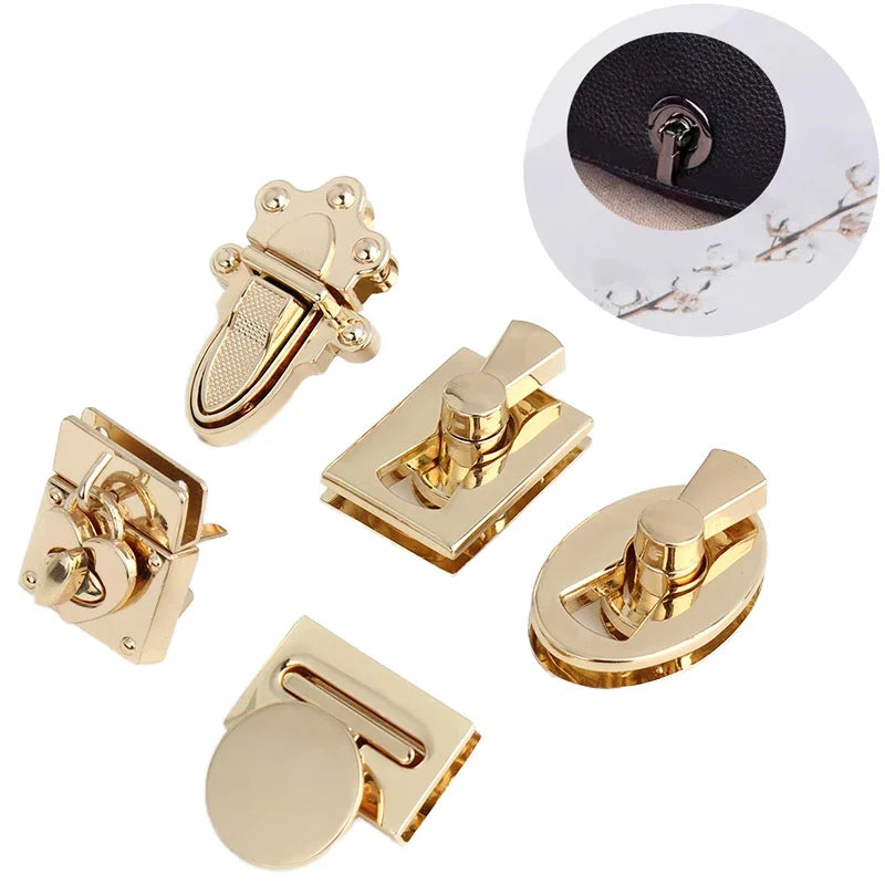 MZhardware Custom FashionTurn Twist Lock Metal Accessories Decoration Bag Lock Gold Round/Rectangular Metal Turn Flip Locks