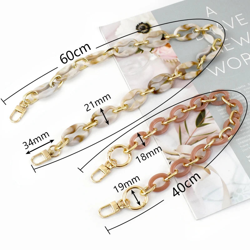 Fashion Women's Bag Straps High Quality Bag Handle  Handbag Accessories Key Chain Plastic Acrylic Bag Chain