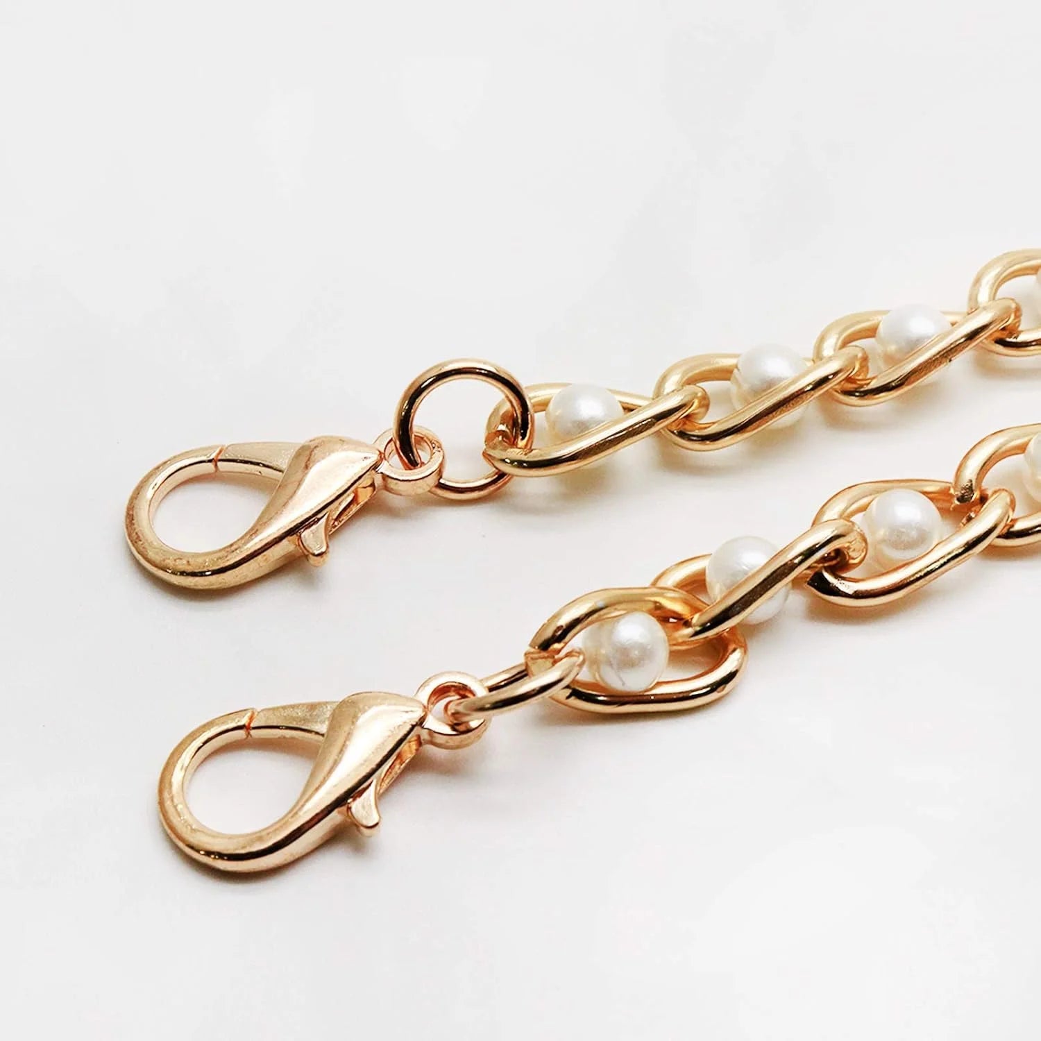 DIY Replacement Chain Strap Entrained Imitation Pearl, Fashion Handbag Metal Chains Accessories with Buckles