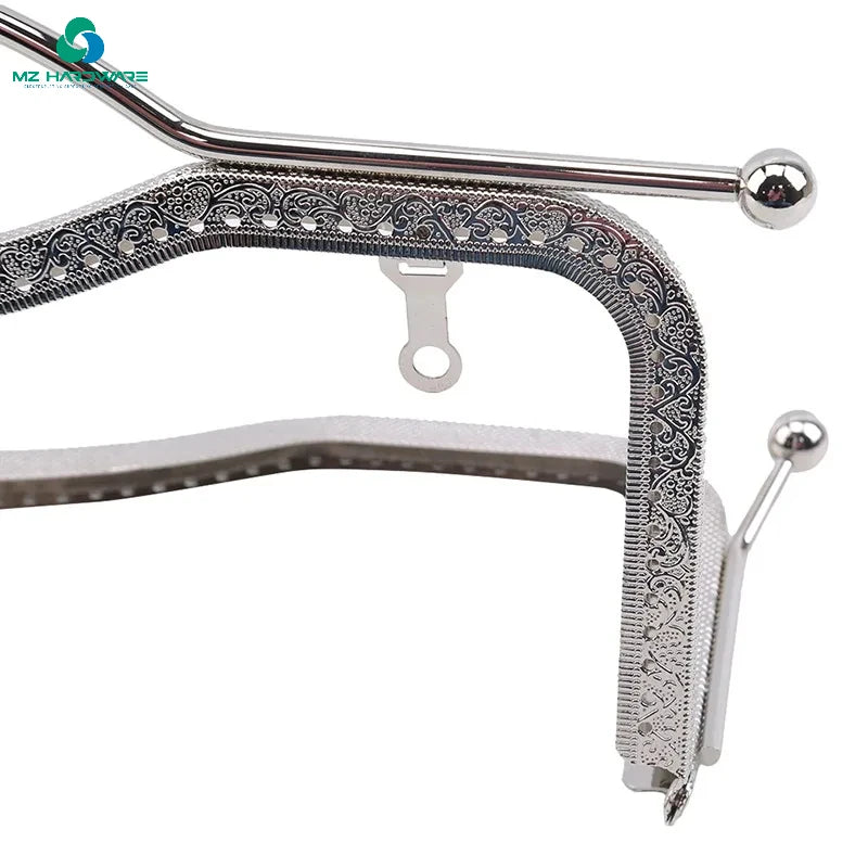MZhardware Wholesale Concave Embossed Kiss Lock Metal Purse Frame Handbag Handle for Women Bags Parts & Accessories