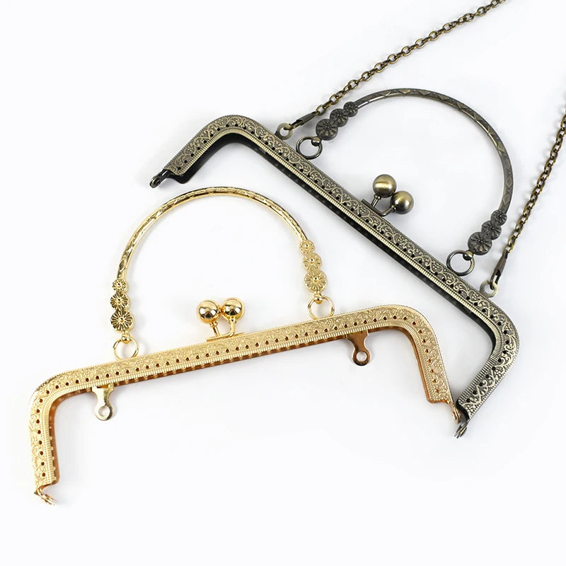 MZhardware 20.5cm Handbag Hardware Accessory Embossed Handbag Clutch Kiss Clasp Lock Purse Frame