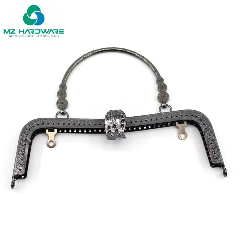 MZhardware 20.5cm Vintage Metal Purse Frame Golden Antique Bronze Silver Golden Kiss Clasp Handle DIY Bag Accessories