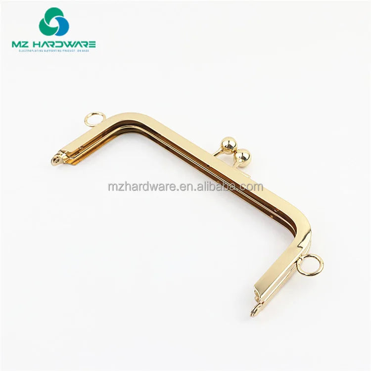 MZ Hardware Luxury Metal Purse Frame Hand Bags with Square Buckle and Kiss Clasp Waterproof and Portable Clutch Bag