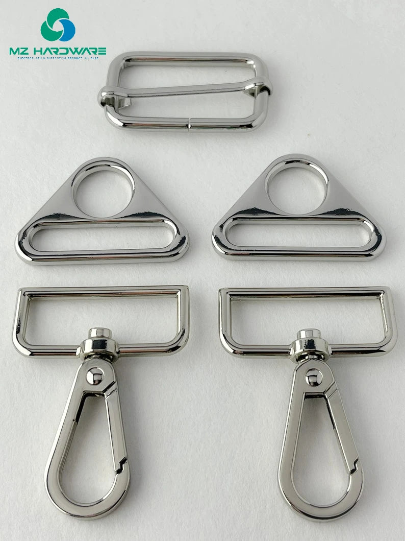 38mm High Quality Adjustable Strap Hardware Kit for DIY Handmade Bag 2 Swivel Snap Hooks+2 Triangle-Rings+1 Adjustable Slider
