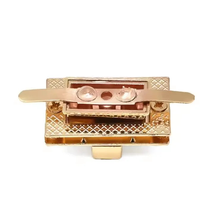 Best Selling Zinc Alloy Metal Twist Lock Handbag Hardware Rectangle Lock for Luggage Bags Rectangle Lock
