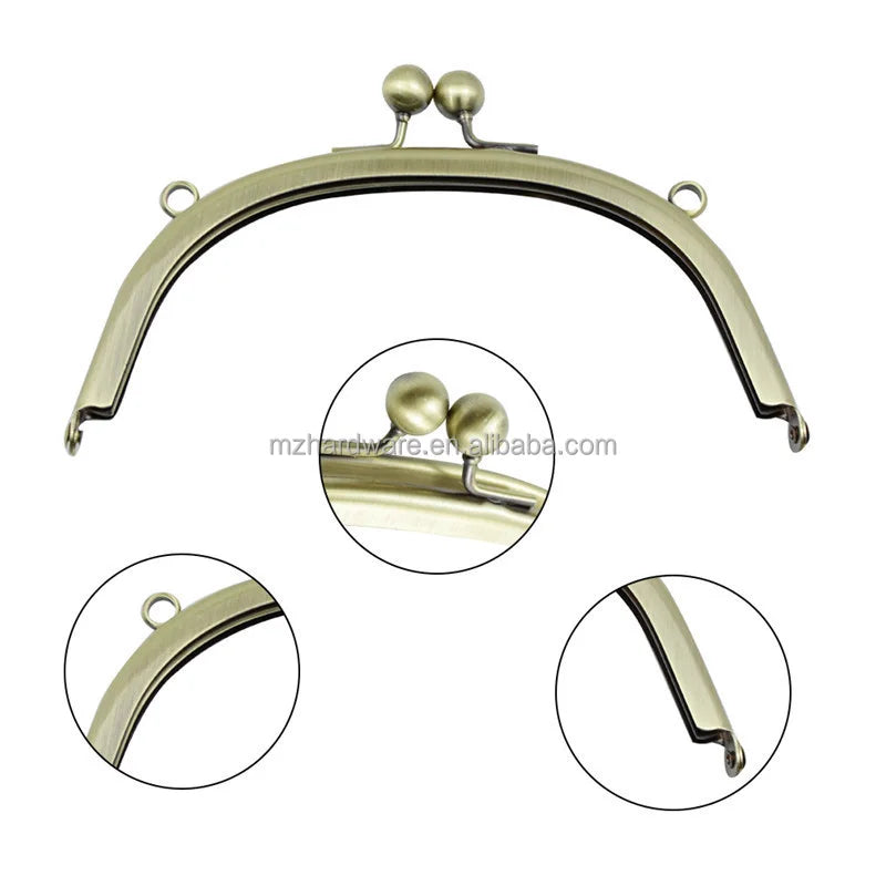 MZhardware Wholesale Bronze Metal Purse Frame with Kiss Clasp Lock Luxury Hardware for Clutch Bag Handbag Accessories
