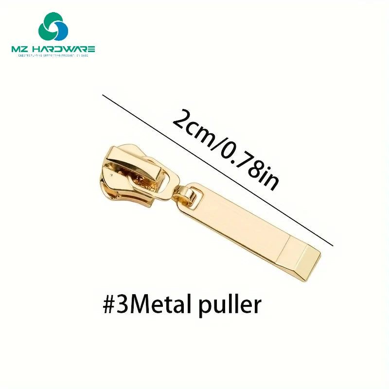 MZhardware High Grade Bag Hardware Metal Made Zipper Puller Custom Engraved Logo Gold Metal Zipper Pull
