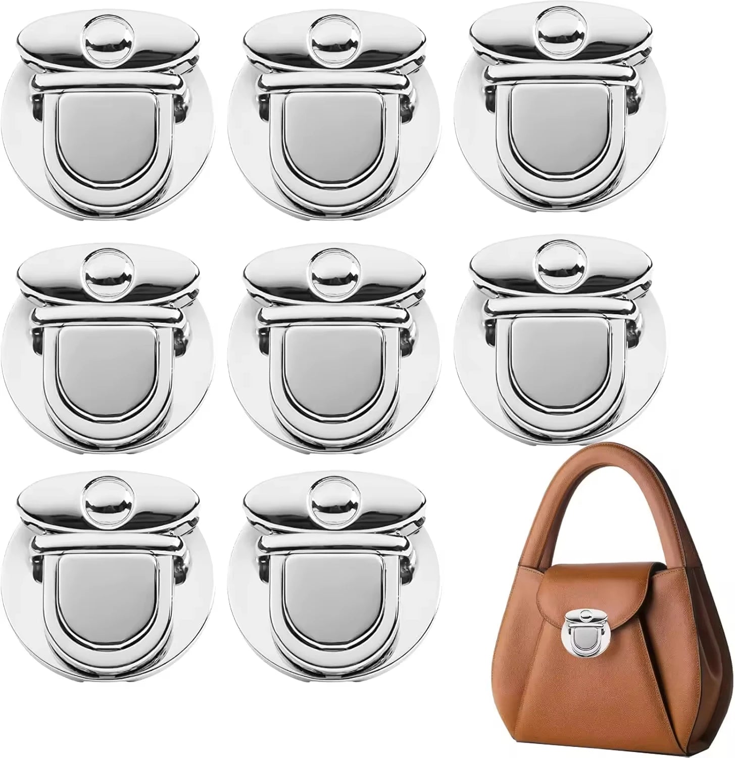 MZ Hardware Purse Thumb Lock Purse Buckle Bag Lock Big Round Purse Metal Clasp Locks for Leather Bags Case Box