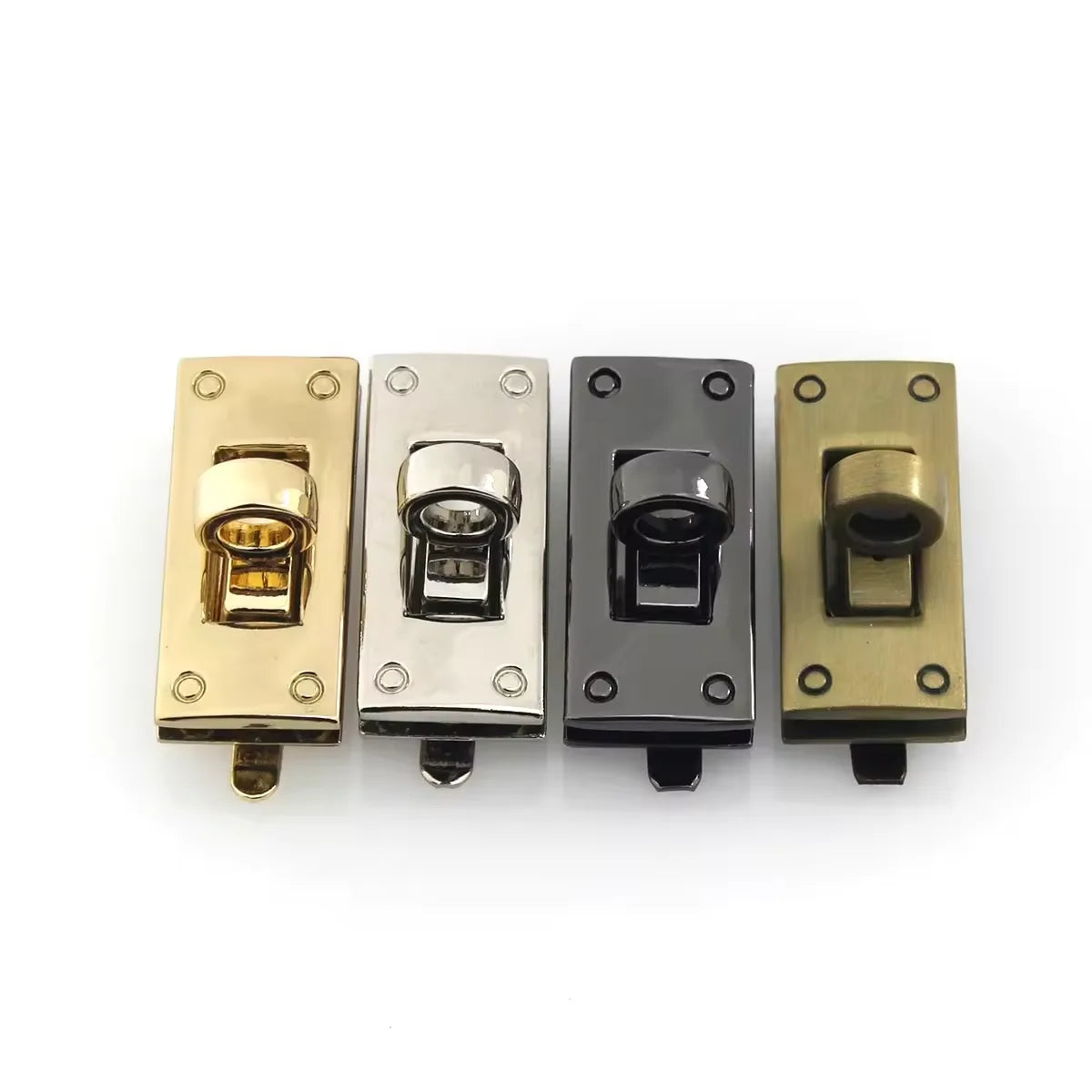 Custom Rectangle Metal Twist Lock Turn Lock Metal Closure Buckle Handbag Accessories Leather Craft Women Handbag