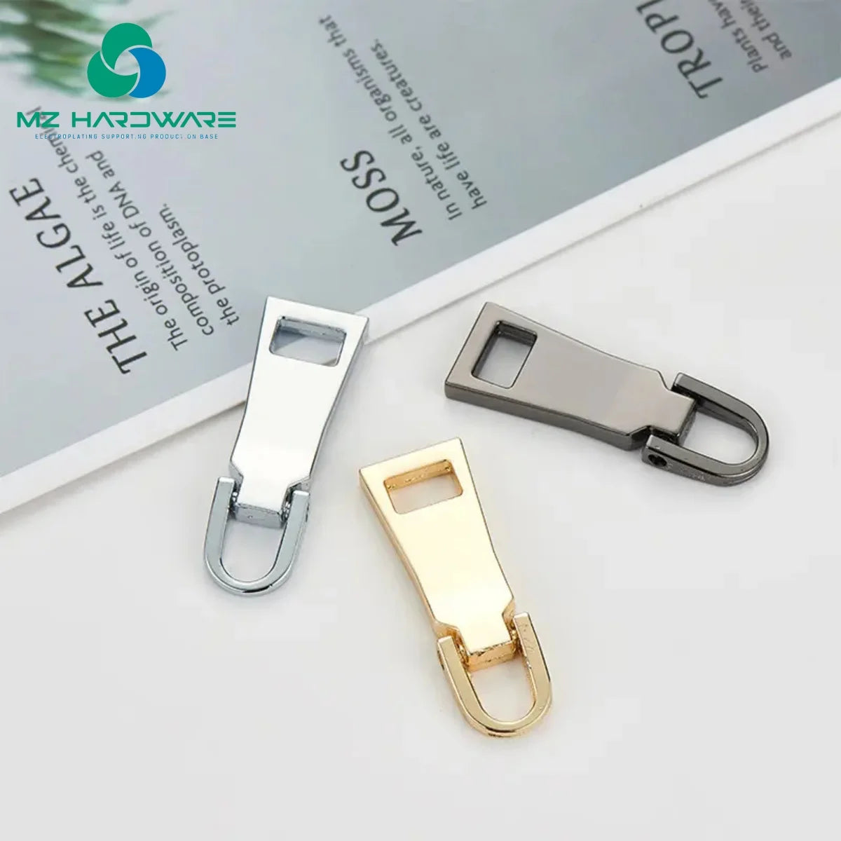Custom Logo Letter Gold Metal Plating Handbag Accessories Zipper Pull Lock Head Zipper Slider and Puller