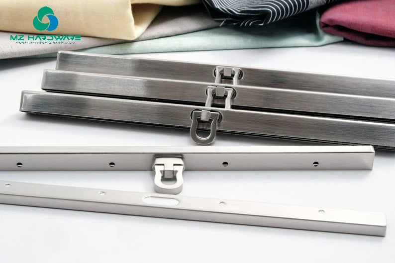 Open Clasp Brushed Gunmetal/Antique/Pure Black Clutch Straight Channel Wallet Frame, Purse Frame