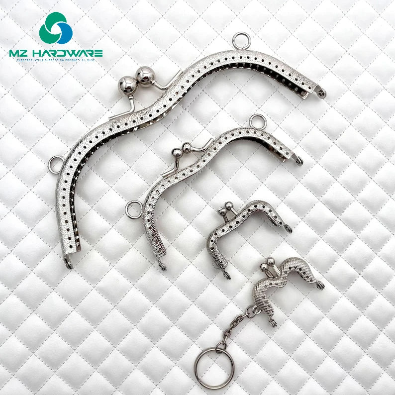 MZhardware Shape Sew on Coin Bag Purse Pouch Bag Clutch Frame ,nickel, Kiss Clasp Lock, for Purse Bag Making Replacement