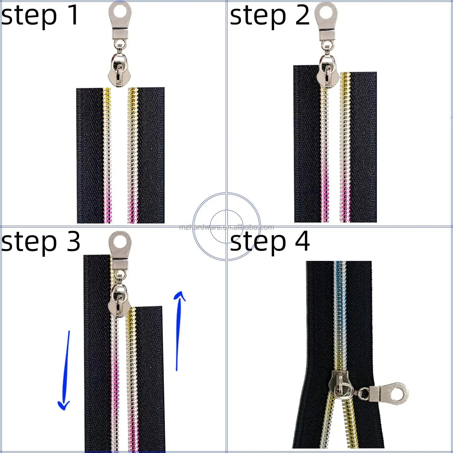 Eco-friendly  Metal Zipper Head Zipper Pull #3/5/8 Custom Color Metal for Bag  Clothing Coat Bag Sewing Multi-color Close-End