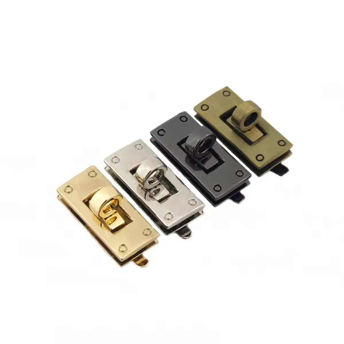 Custom Rectangle Metal Twist Lock Turn Lock Metal Closure Buckle Handbag Accessories Leather Craft Women Handbag