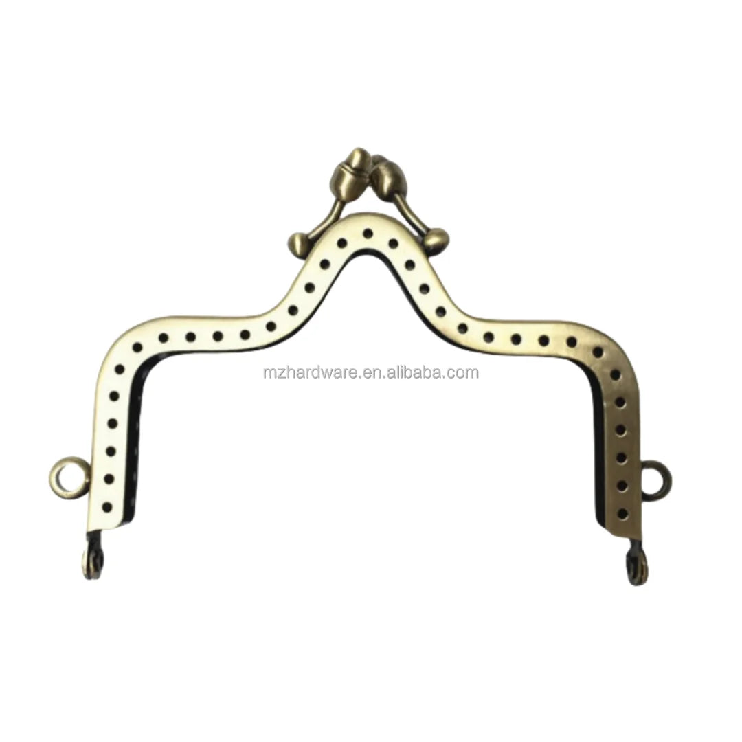 MZ Fashionable Zinc Alloy Kiss Lock Bag Clutch Handle with Strap Buckle Ring Hook Tag Handbag Hardware Accessories