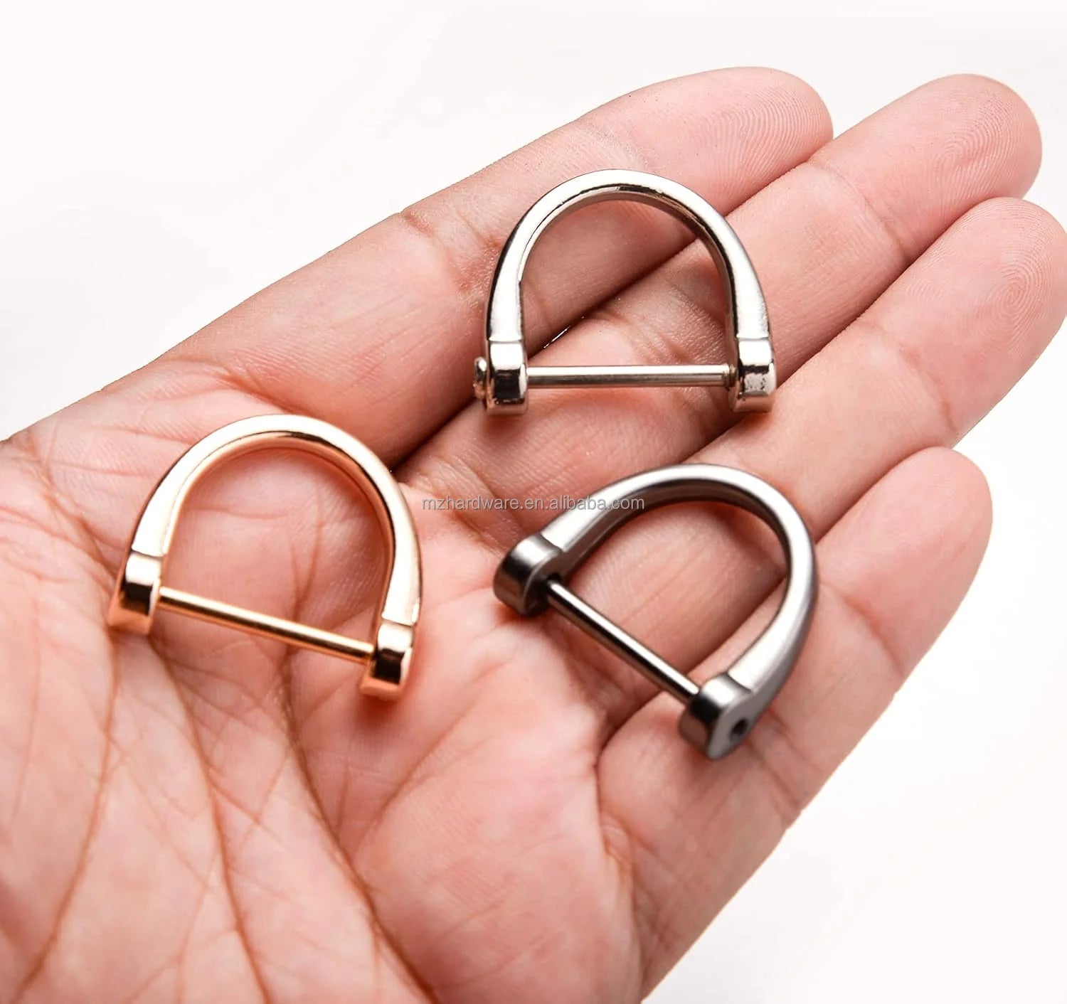 D-Rings Screw in Shackle Horseshoe U Shape D Ring DIY Leather Craft Purse Keychain Accessories for Strap