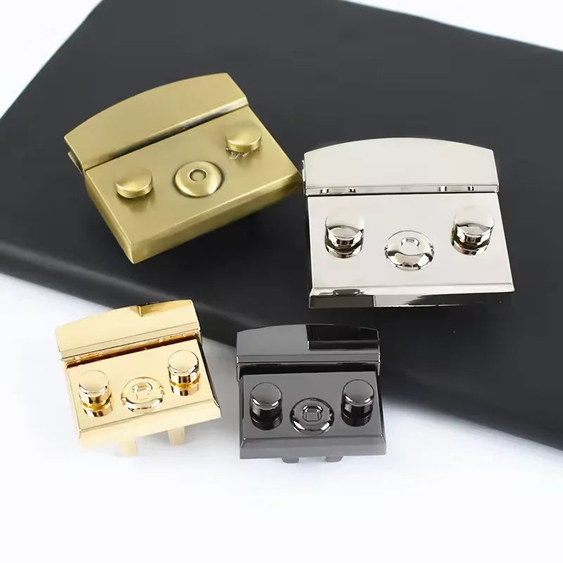 Metal Handbag Lock Security Rectangular Bag Lock Hasp and Staple Twist Turn Lock Handbag Hardware Accessories