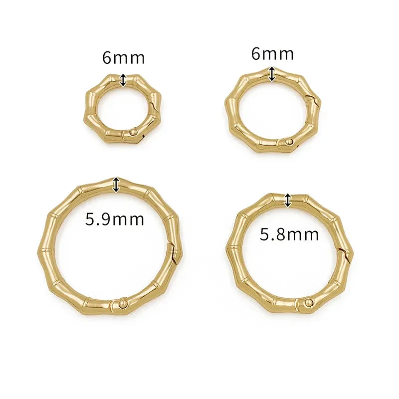 New Design Custom Four  Sizes Spring Buckle Bamboo Design Metal O Rings Bag Accessories Trigger Snap Clip for Handbag