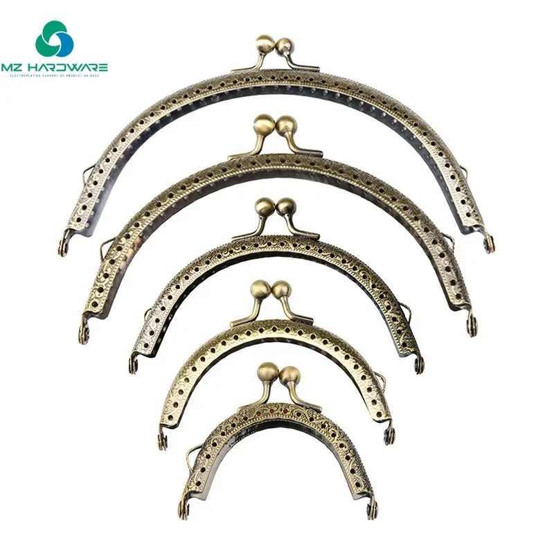 MZ Custom Design Purse Frame Decorative Round Purse Bag Handle Replacements for Handbags Purse Handles Macrame Market Bags
