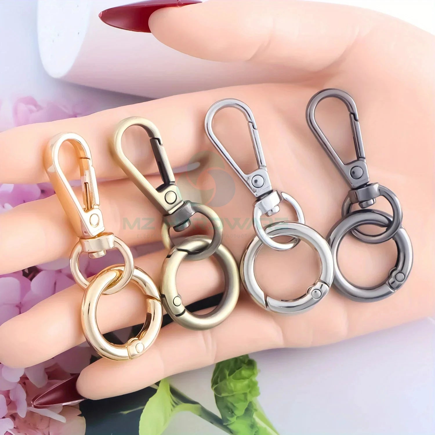 MZhardware DIY Swivel Snap Hooks with Key Rings Double Opening Metal Swivel Lobster Claw Clasps for Keychain Clip Lanyard