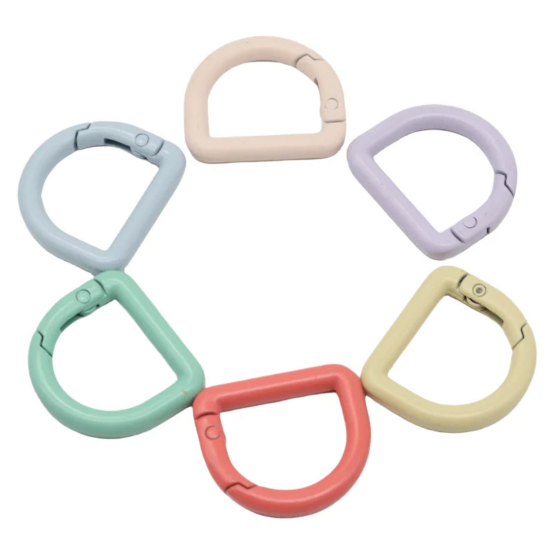 MZ Customized Logo Spring Ring High Quality Metal D Ring Bag Accessories Adjustable Metal Spring Snap Clip Hooks for Keyring