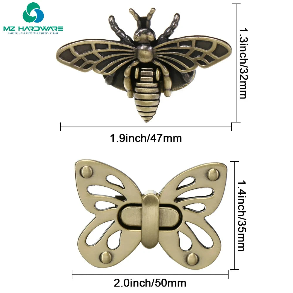 MZhardware Fashion High Quality Retro Turn Lock Bee Shape Metal Buckles Handbag Bag Clasp HardwareDIY Leather Crafts Accessories
