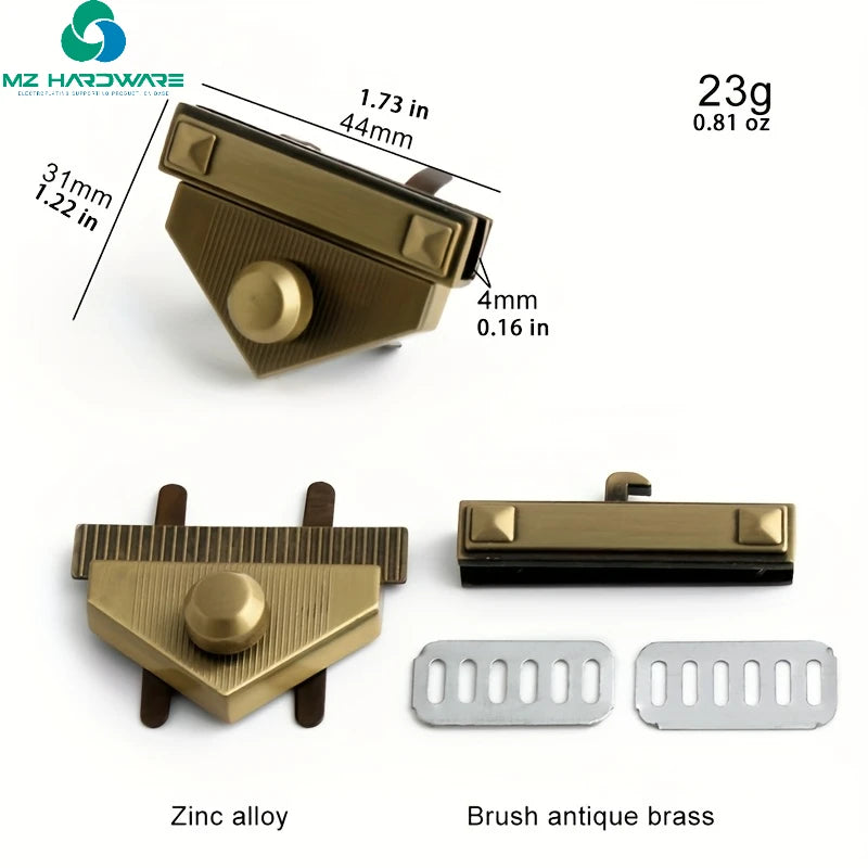 MZhardware Zinc Alloy Metal Bag Buckle Push Lock Spring Hook Replacement DIY Wallet Making Hardware Knitting Bag Tools Lock Type