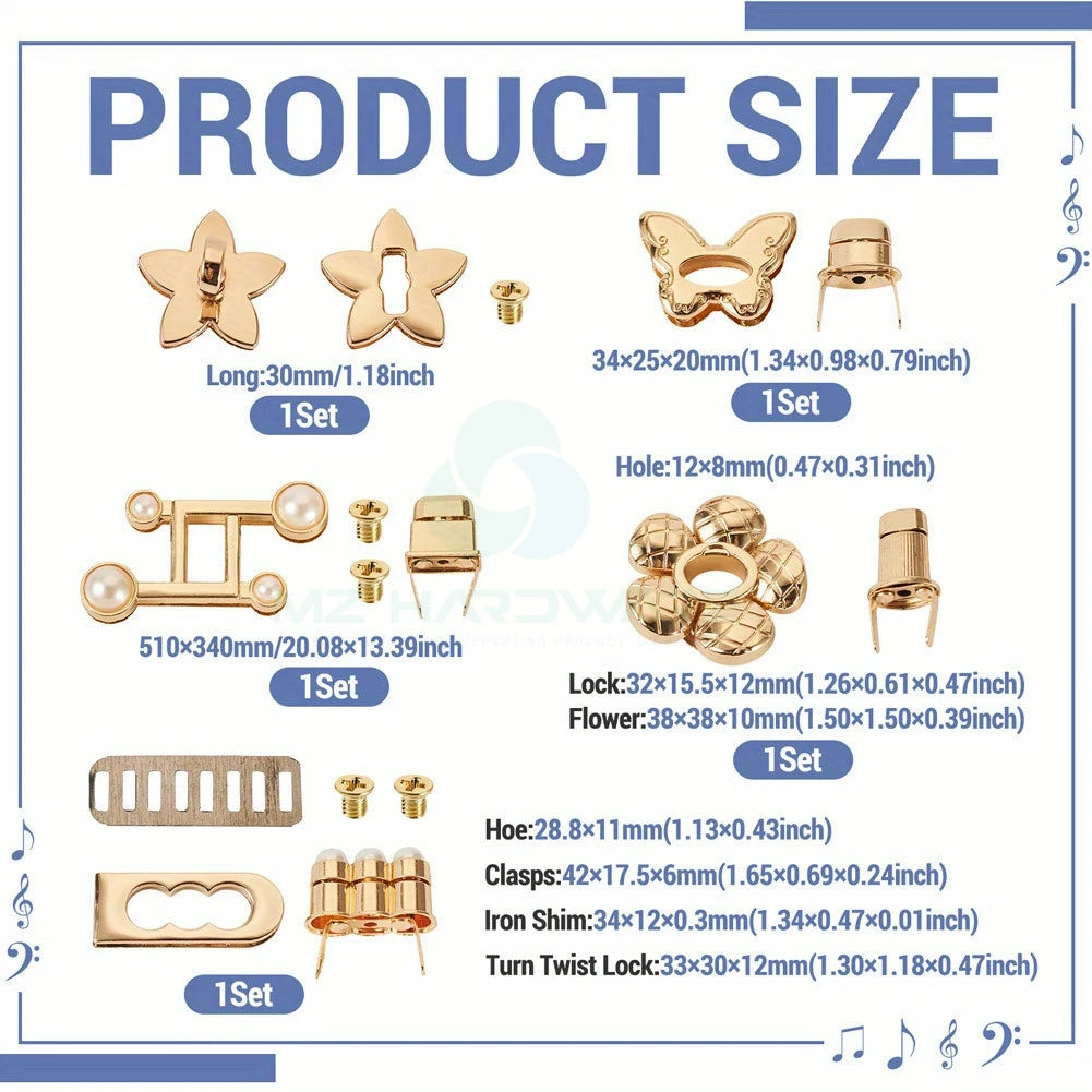 MZhardware Floral Styles Zinc Alloy Bag Clasp & Lock Sets for Purse Flower Styles for DIY Wallet Making Accessories