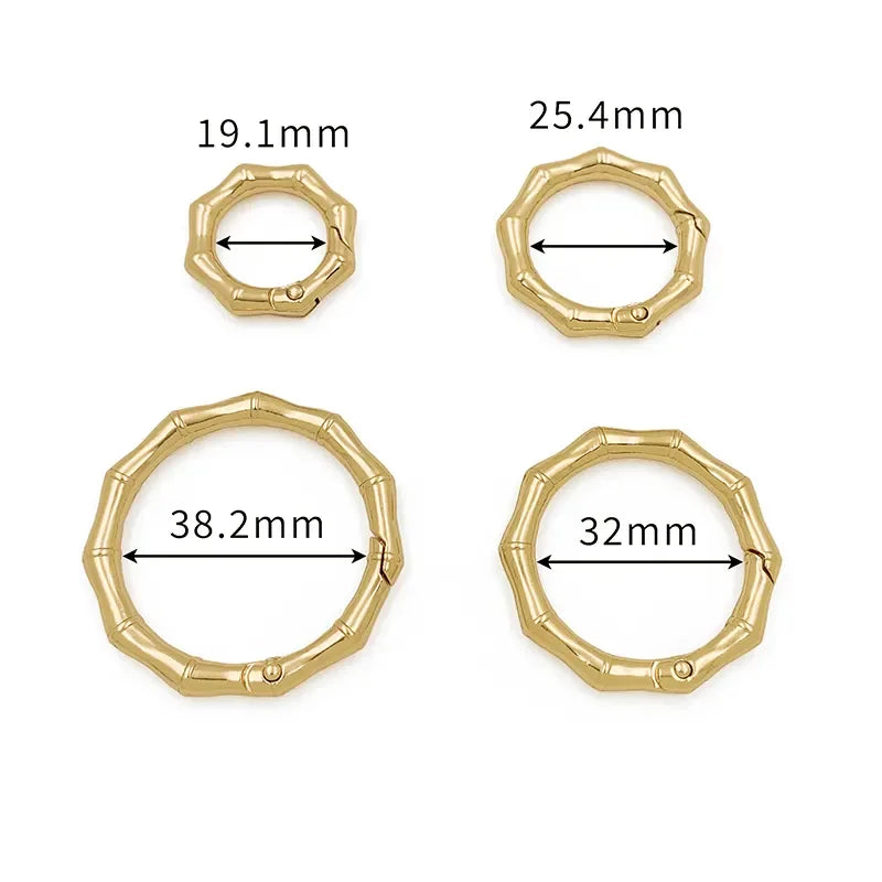 New Design Custom Four  Sizes Spring Buckle Bamboo Design Metal O Rings Bag Accessories Trigger Snap Clip for Handbag