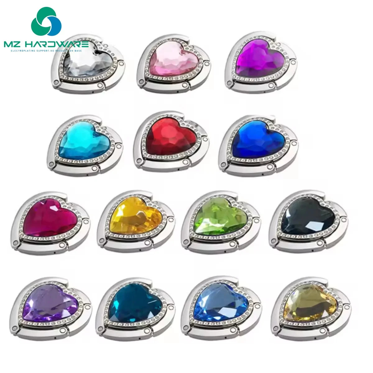 Heart Shape Handbag Foldable Bag Hook Fashion Crystal Rhinestone Foldable Bag Hook Purse Table Hanger Holder Alloy