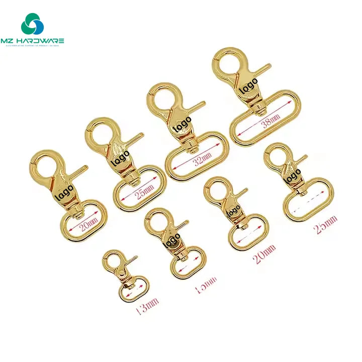 Custom Logo Metal Luggage Accessory Swivel Lobster Handbag Snap Hook Bag Accessories Lobster Clasps Dog Hook  for Bag Making