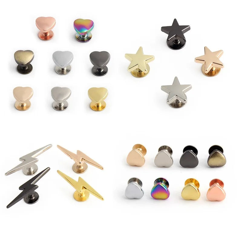 Customized Wholesale Small Batch Rivets Decorative Buckles Screws Models Lightning Zinc Alloy Luggage Handbags Leather Clothing
